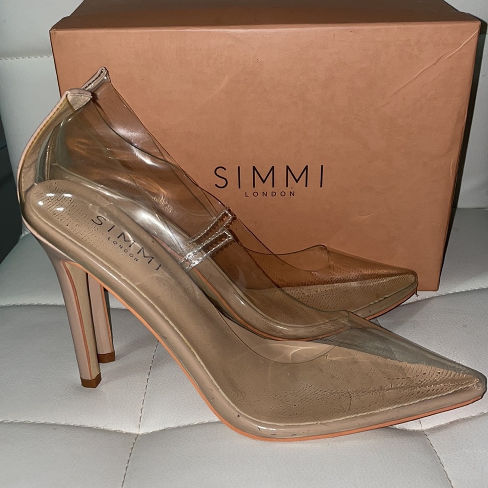 Clear Simmi Nude Noelle Stilettos.